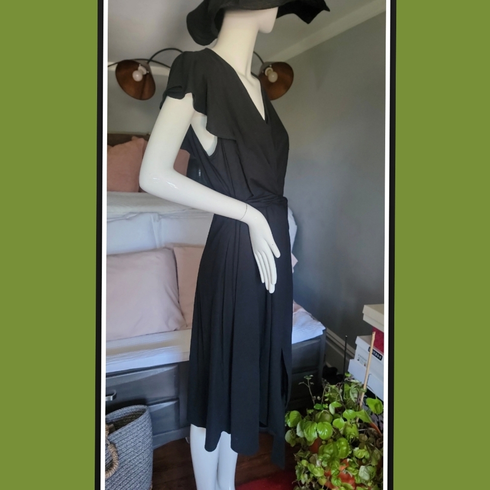 CeCe Black Midi Wrap Dress - Size 1X US